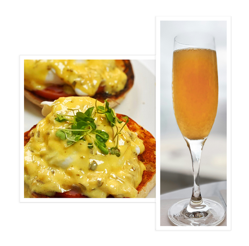 Eggs benedict and a mimosa from the all day lunch special